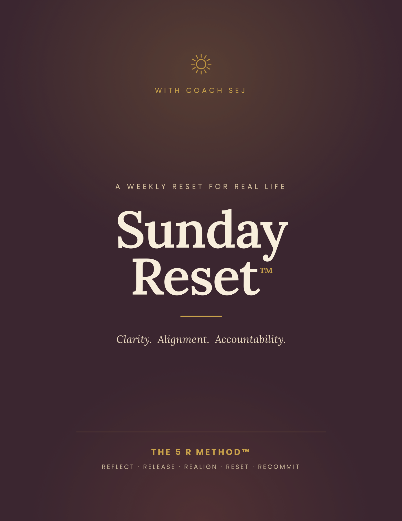 Cover of the Sunday Reset workbook